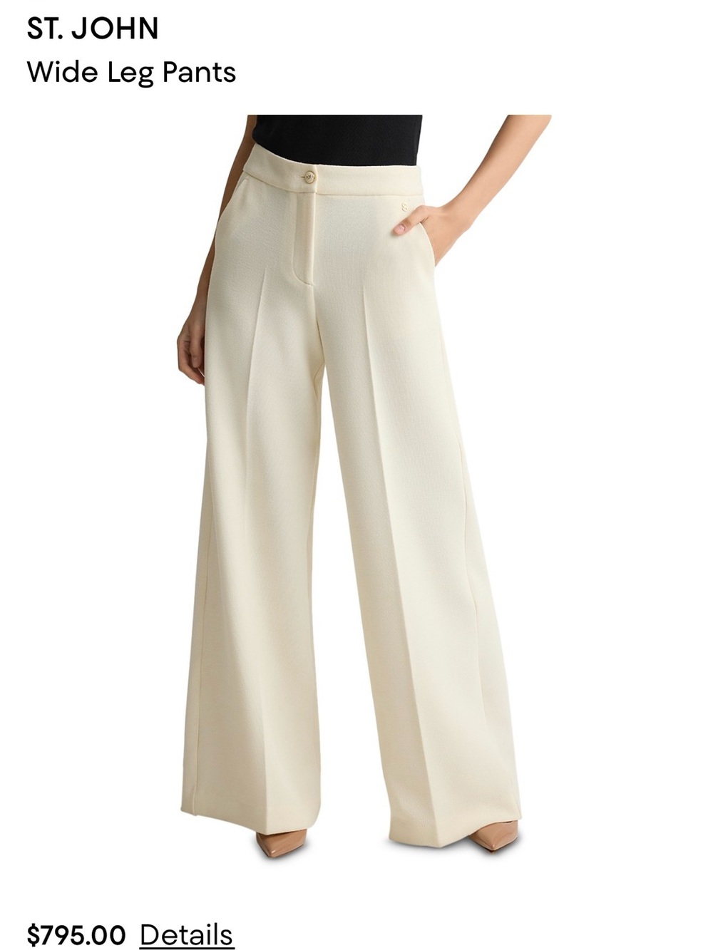 St. John Ivory Wide Leg Dress Pants